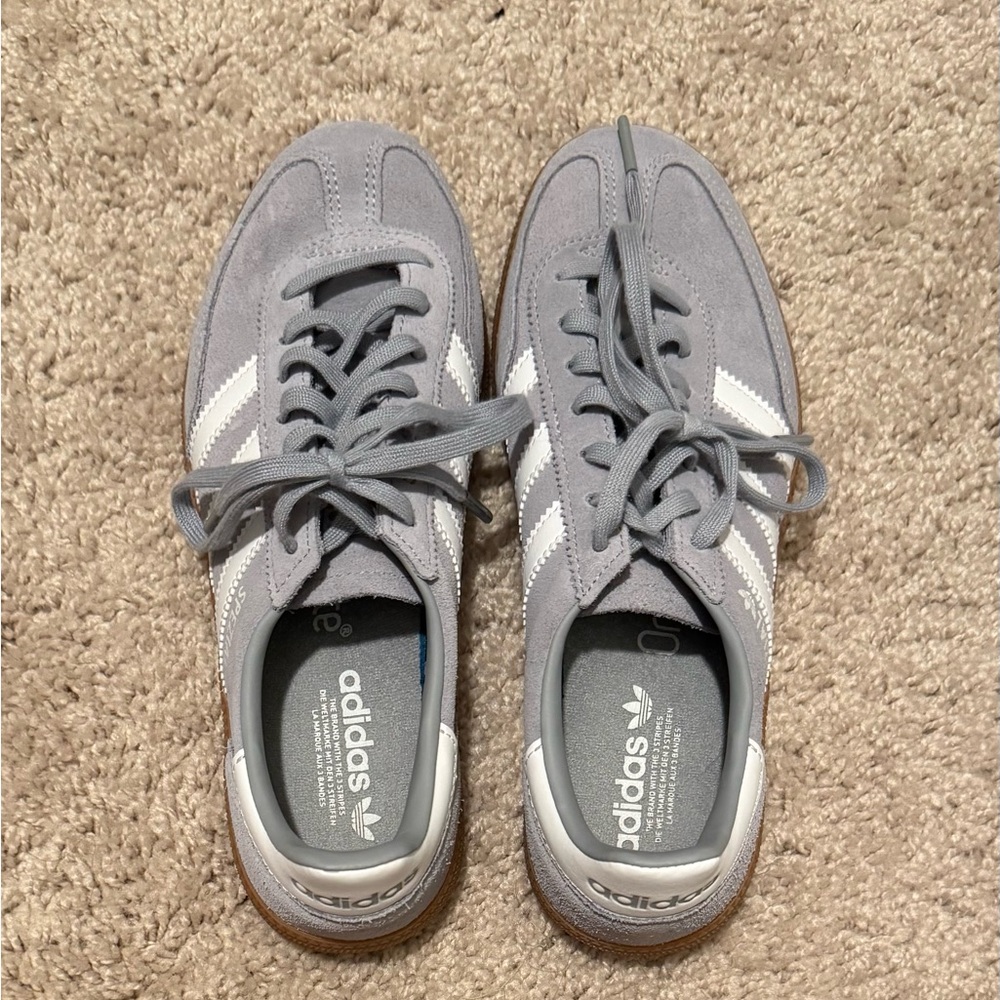 Adidas Gray and White Suede Handball Spezial Shoes - Picture 7 of 9
